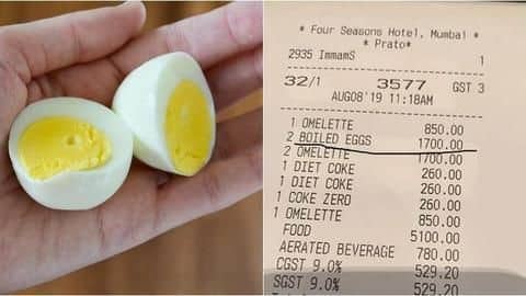 Mumbai hotel charges Rs. 1,700 for two boiled-eggs; Twitter reacts Mumbai hotel charges Rs. 1,700 for two boiled-eggs; Twitter reacts