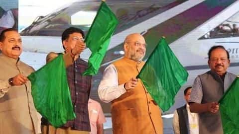 Home Minister Amit Shah flags off Delhi-Katra Vande Bharat Express Home Minister Amit Shah flags off Delhi-Katra Vande Bharat Express