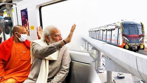 PM Modi takes ride on Kanpur Metro after section launch PM Modi takes ride on Kanpur Metro after section launch