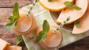 Our new breakfast favorite: Cantaloupe mint smoothie 