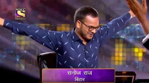 Sanoj is overjoyed with his triumph on the quiz show Sanoj is overjoyed with his triumph on the quiz show