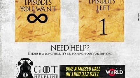 Angry at GoT writers? Grieve freely with this India-specific helpline Angry at GoT writers? Grieve freely with this India-specific helpline