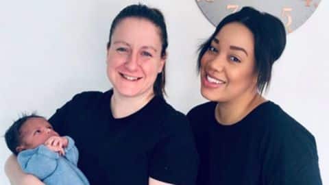 British lesbian couple delivers first baby grown in two wombs British lesbian couple delivers first baby grown in two wombs