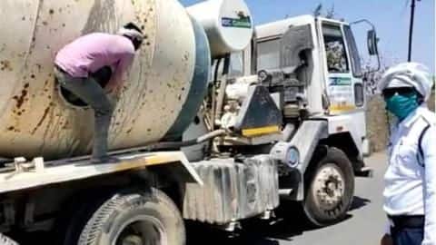 18 migrants traveling to Lucknow inside cement-mixer caught in Indore 18 migrants traveling to Lucknow inside cement-mixer caught in Indore