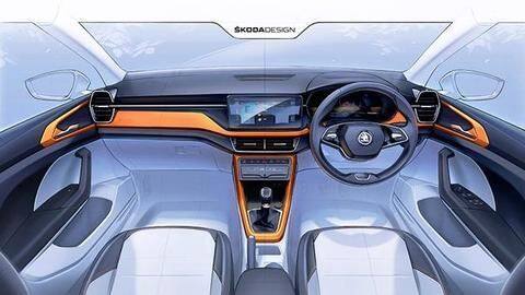 SKODA KUSHAQ's interiors previewed in official sketches: Details here SKODA KUSHAQ's interiors previewed in official sketches: Details here