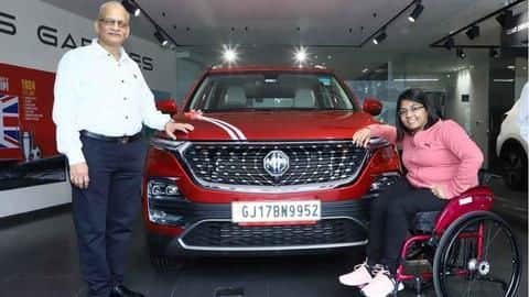 MG Motor gifts customized Hector SUV to paralympian Bhavina Patel MG Motor gifts customized Hector SUV to paralympian Bhavina Patel