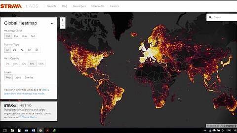 Strava's Heatmap shows global user activity data Strava's Heatmap shows global user activity data