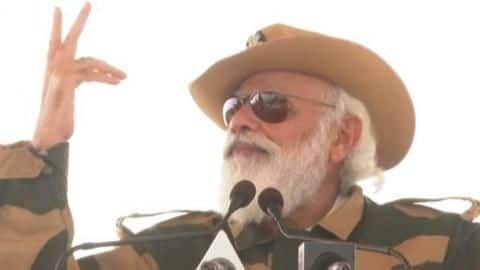 PM Modi reaches Jaisalmer's Longewala to celebrate Diwali with soldiers PM Modi reaches Jaisalmer's Longewala to celebrate Diwali with soldiers