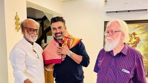 Superstar Rajinikanth felicitates 'Rocketry' star Madhavan; actor expresses gratitude Superstar Rajinikanth felicitates 'Rocketry' star Madhavan; actor expresses gratitude