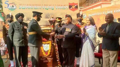 Swarnim Vijay Varsh: Veer Chakra recipient gets 'Vijay Mashaal' Swarnim Vijay Varsh: Veer Chakra recipient gets 'Vijay Mashaal'