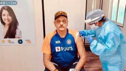 Ravi Shastri receives first dose of COVID-19 vaccine in Ahmedabad Ravi Shastri receives first dose of COVID-19 vaccine in Ahmedabad