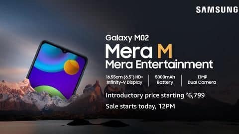 Samsung M02's first sale today at 12 pm via Amazon Samsung M02's first sale today at 12 pm via Amazon