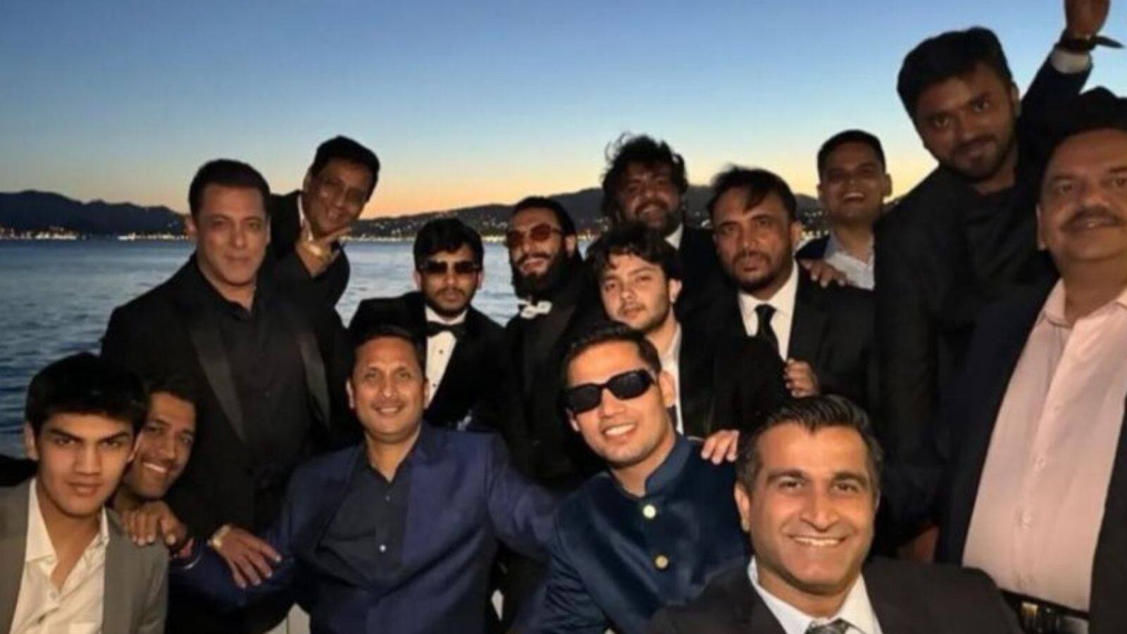 Ambani-Merchant pre-wedding: Salman Khan, Ranveer Singh, MS Dhoni pose together