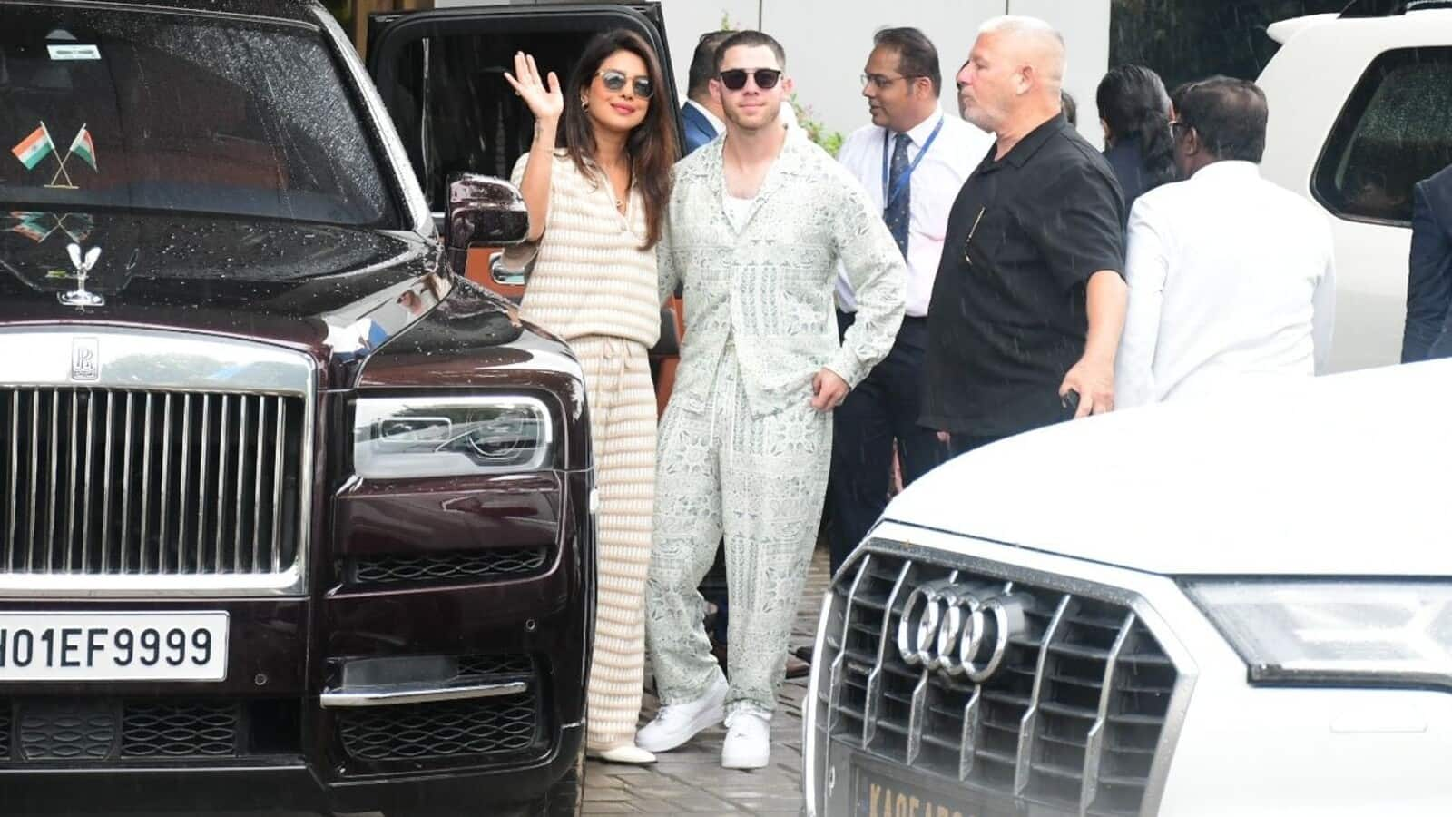 Priyanka Chopra, Nick Jonas arrive in Mumbai for Ambani-Merchant wedding