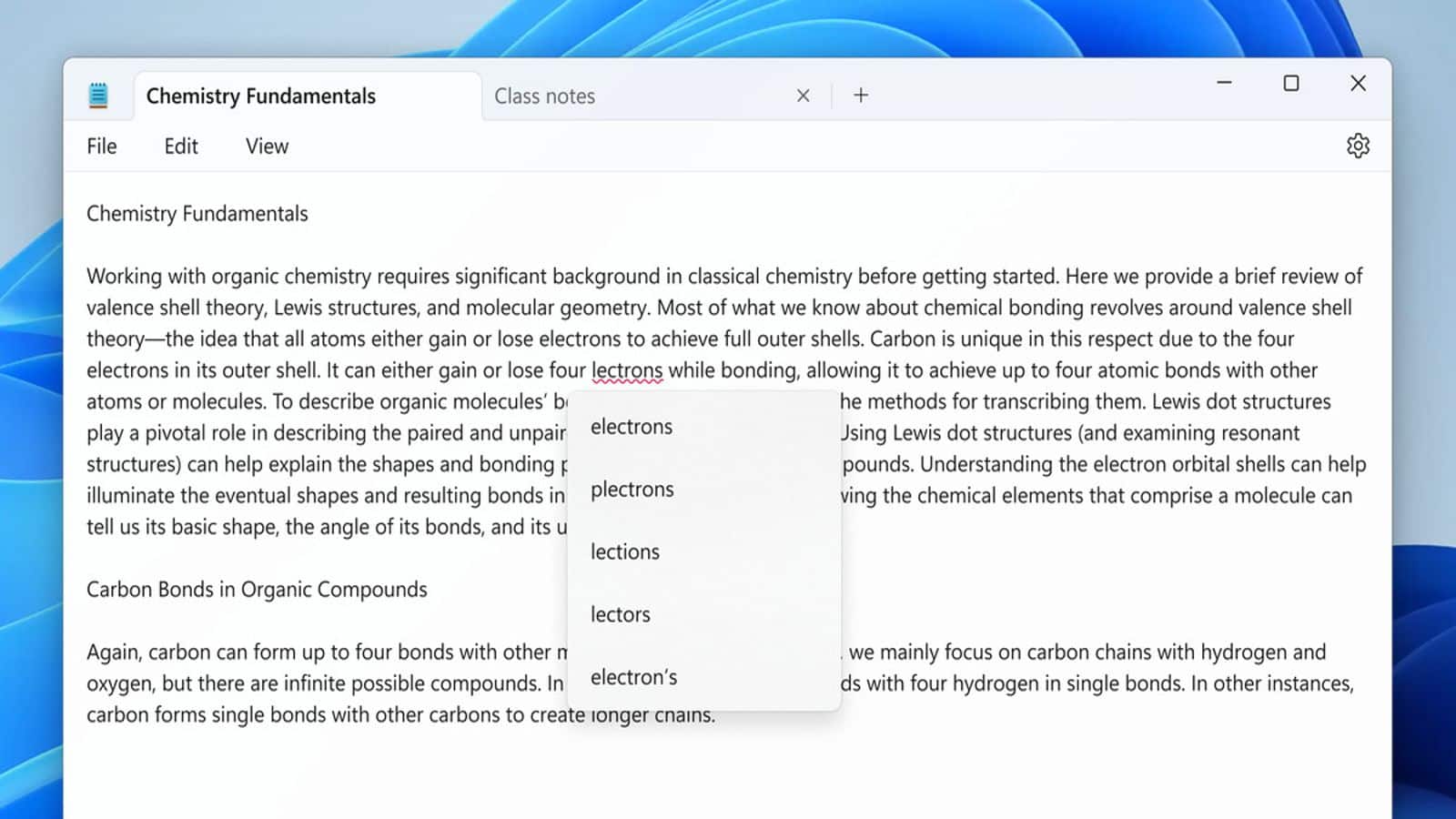 Notepad will finally highlight and autocorrect wrongly spelled words