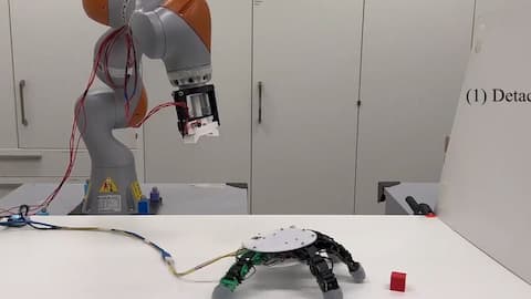 This robot features detachable hand that crawls to grab objects