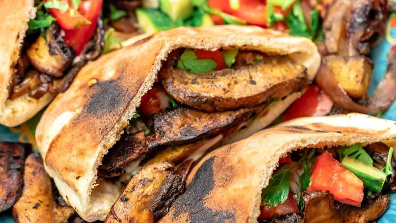 Make this sizzling mushroom shawarma wrap
