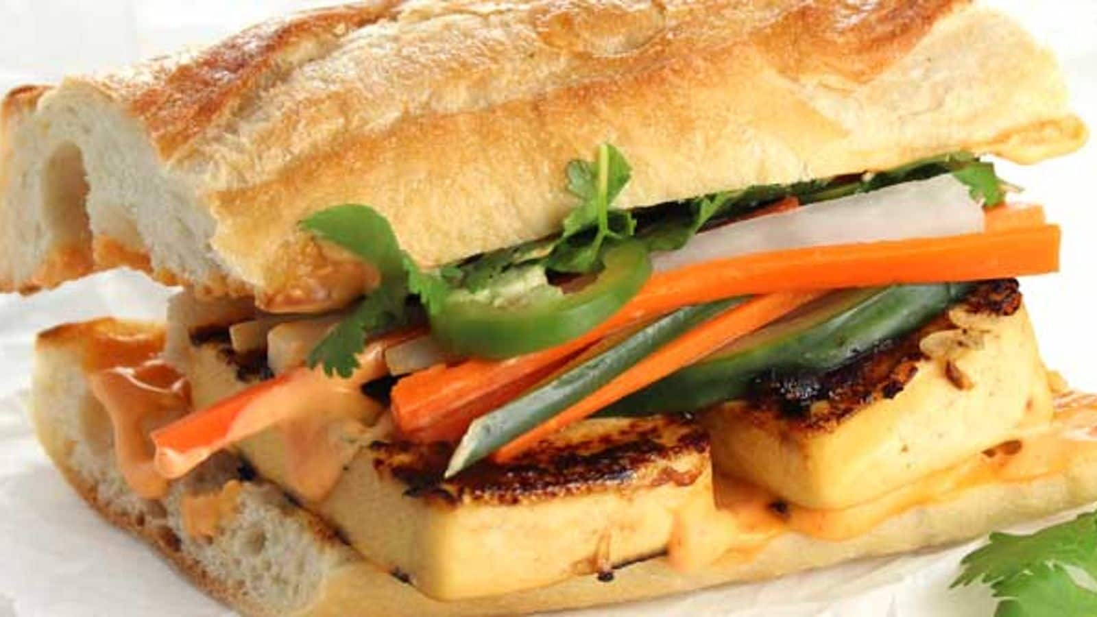 Impress your guests with this baked tofu banh mi recipe