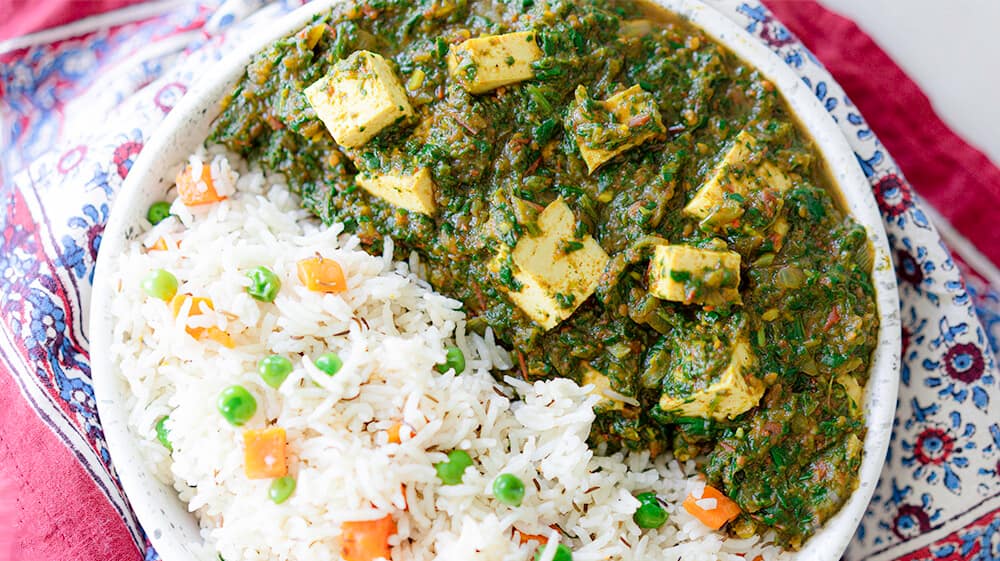 Refer to this dairy-free Indian palak paneer recipe