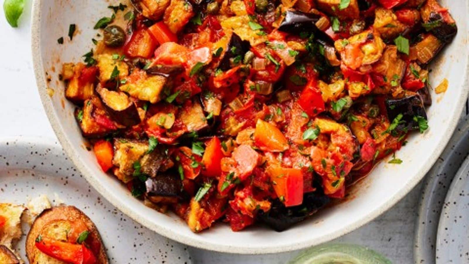 Feeling hungry? Cook this delicious caponata pasta