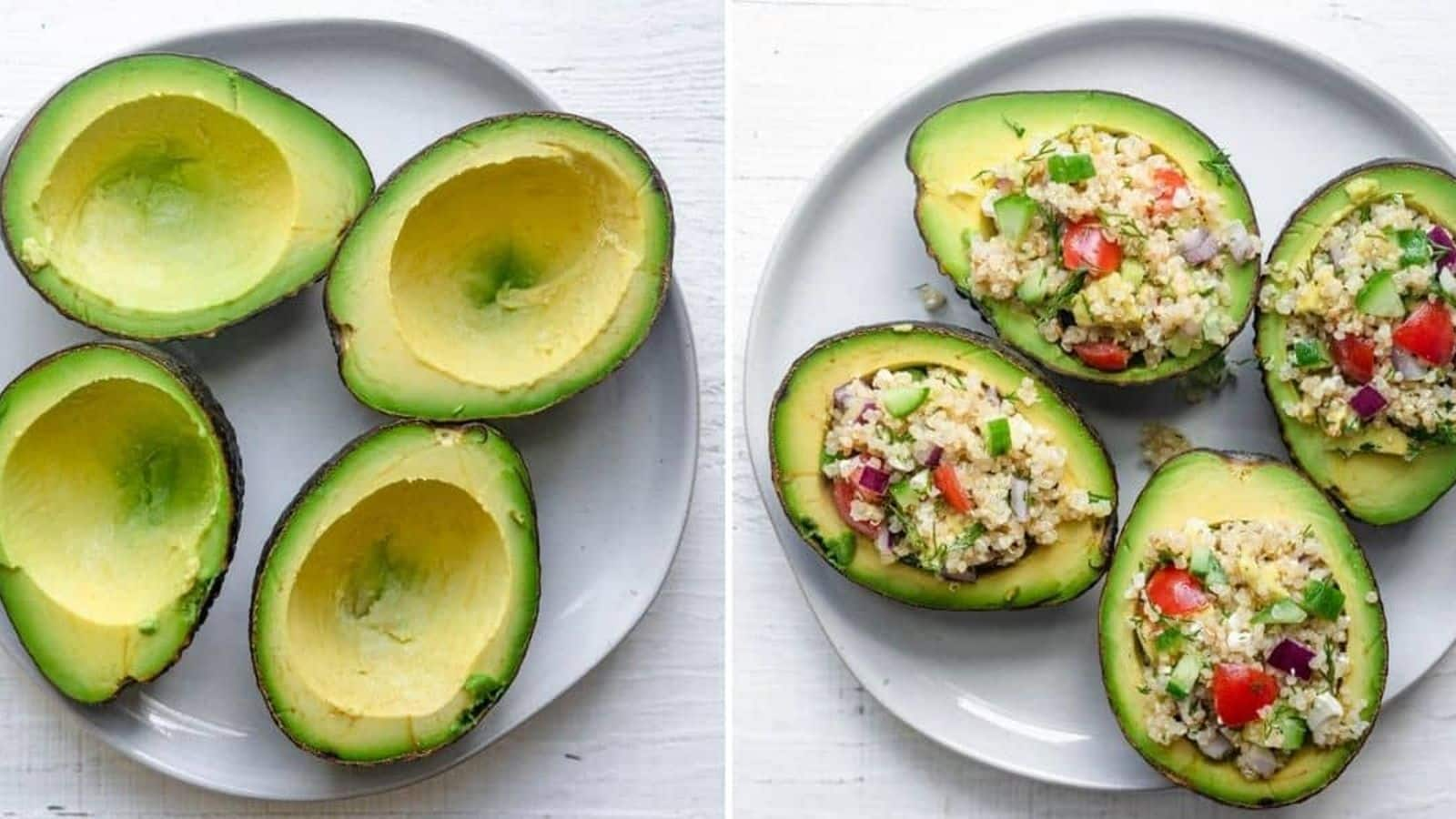 Cook quinoa stuffed avocados in 4 simple steps