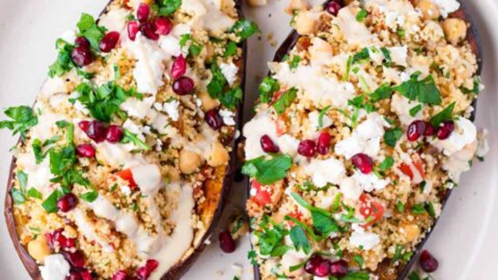Cook this wholesome Mediterranean stuffed eggplants at home