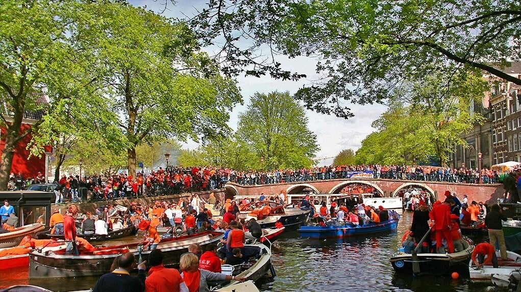 Celebrate King's Day in vibrant Amsterdam, Netherlands