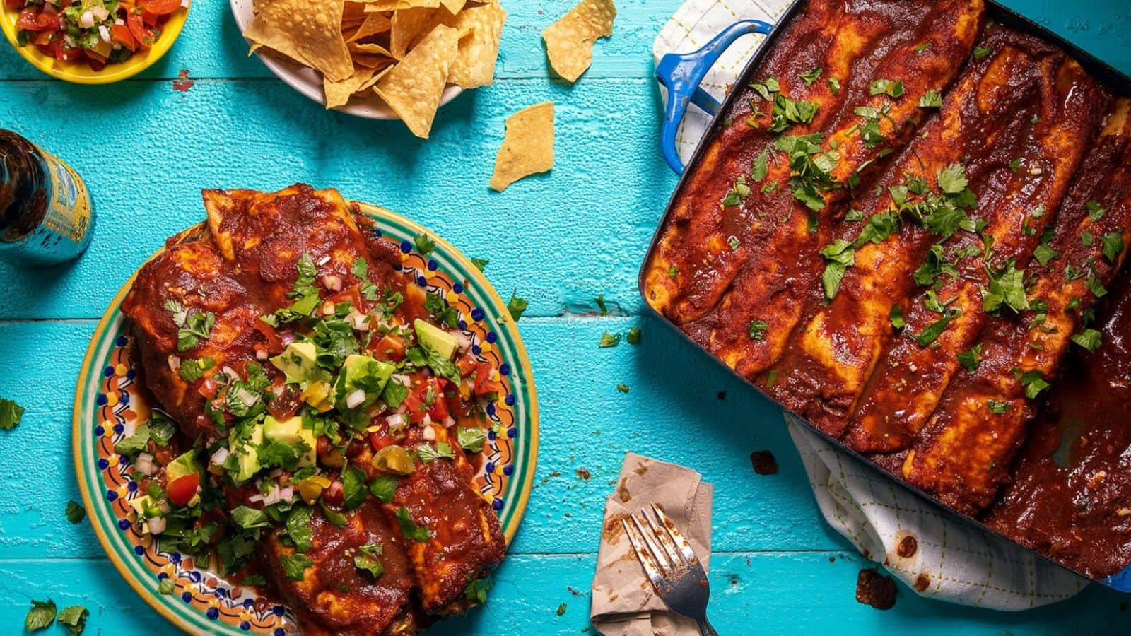 Prepare sweet potato black bean enchiladas in 4 simple steps