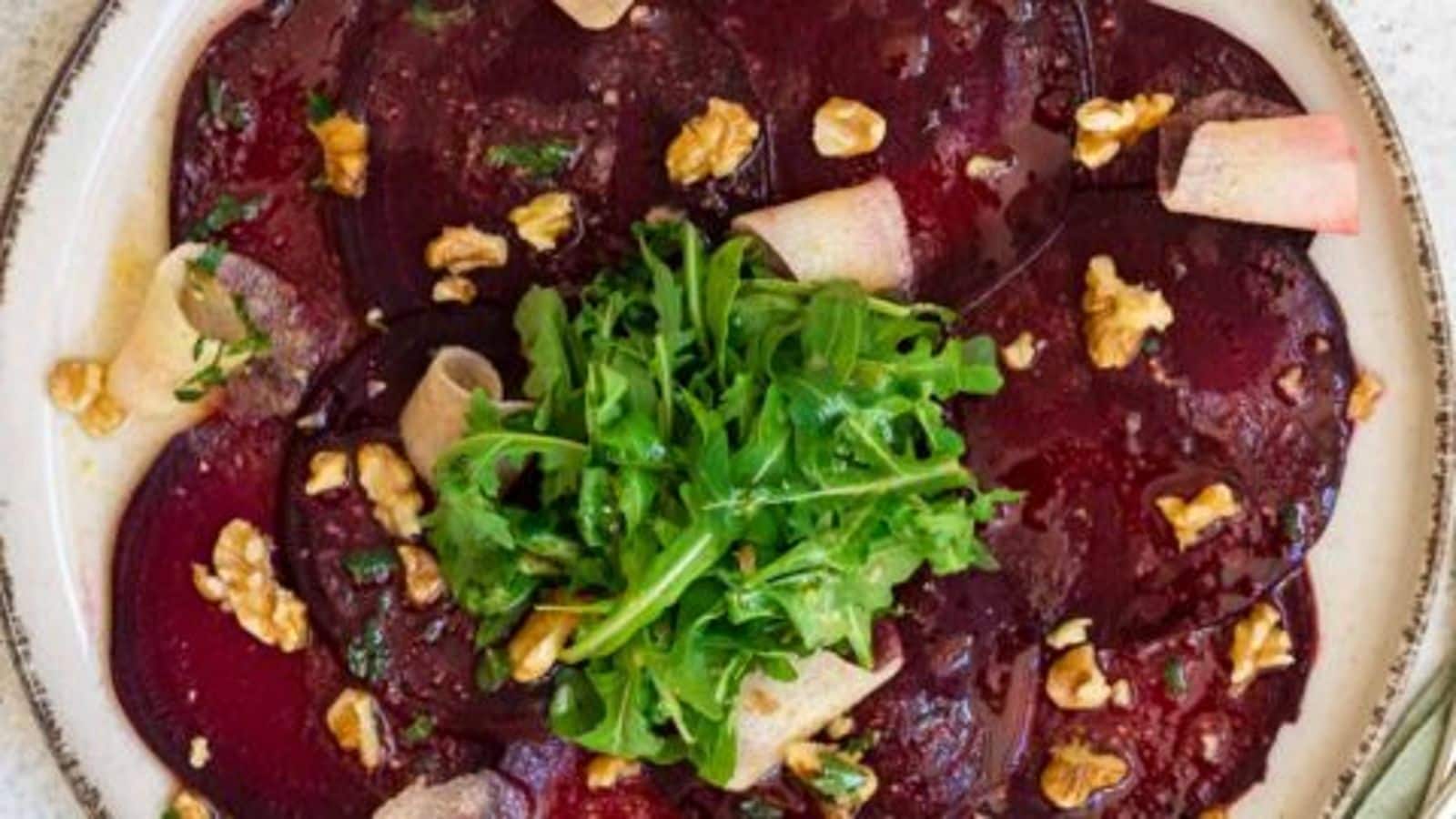 Cook this vegan beetroot carpaccio for a flavorsome day