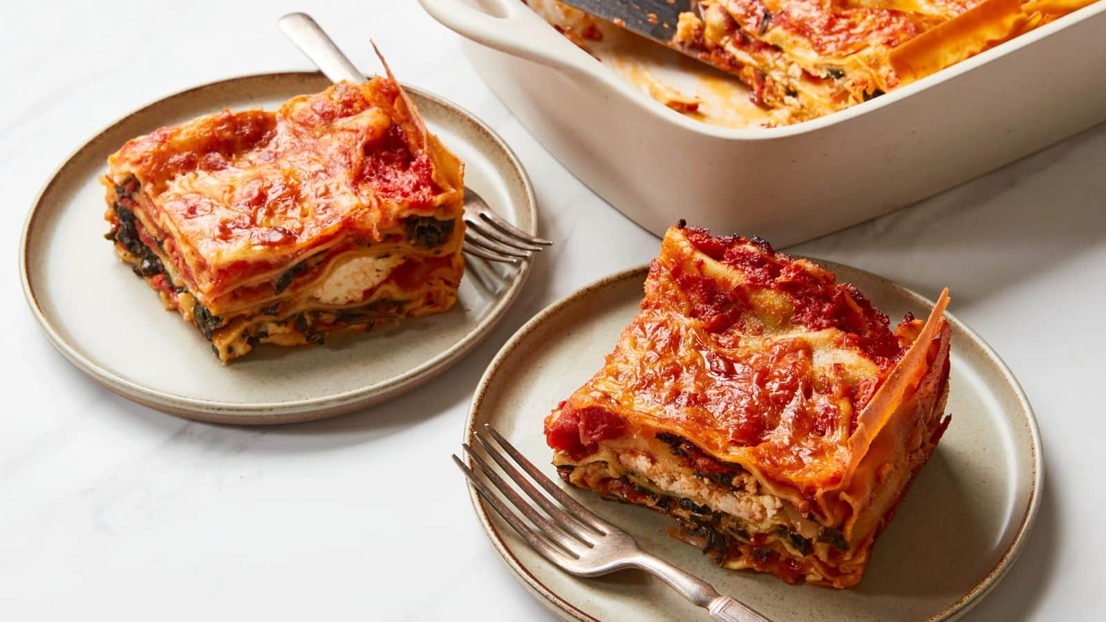 A step-by-step guide to vegetarian lasagna layering