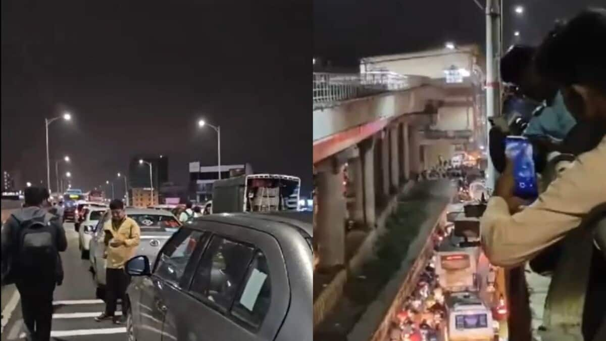 Video: Stranded in traffic, Bengaluru techies abandon cars, walk home 