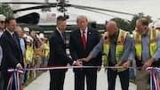 Video: Trump inaudible as press pool boycotts helipad unveiling event 