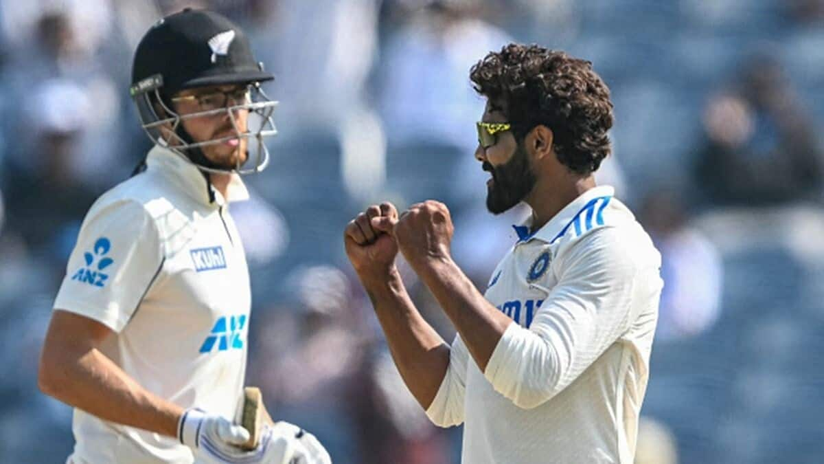 IND vs NZ: Ravindra Jadeja claims three-fer in Pune Test