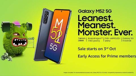 Samsung Galaxy M52 5G launched in India at Rs. 27,000 Samsung Galaxy M52 5G launched in India at Rs. 27,000