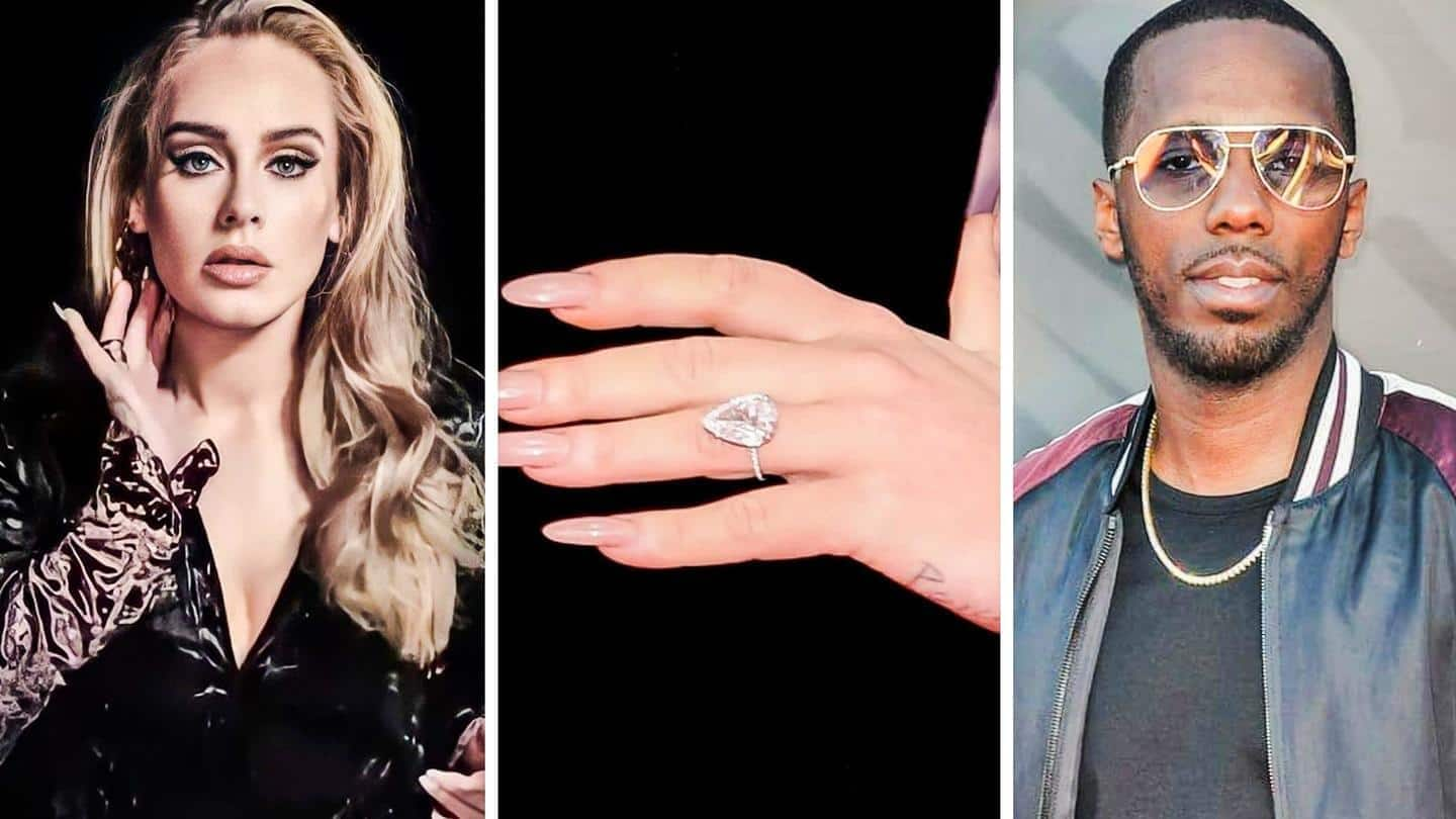 Adele flaunts pear-shaped engagement ring from fiancé Rich Paul