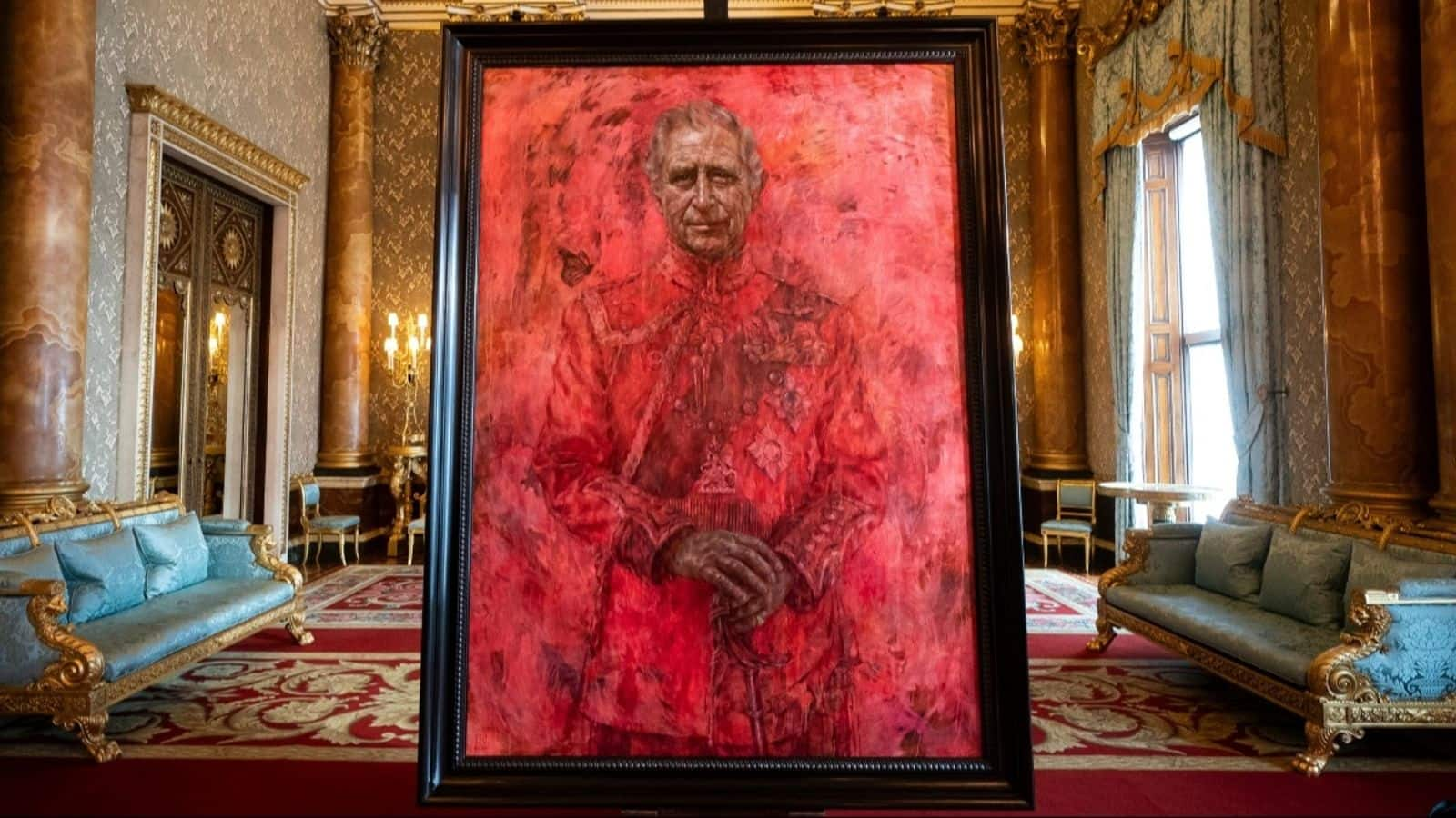 King Charles III's first portrait revealed, standing eight feet tall