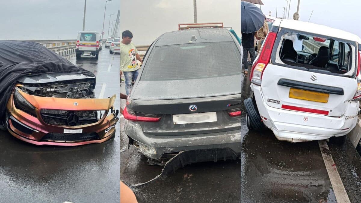 Mercedes, BMW allegedly racing on sea link crash into cab