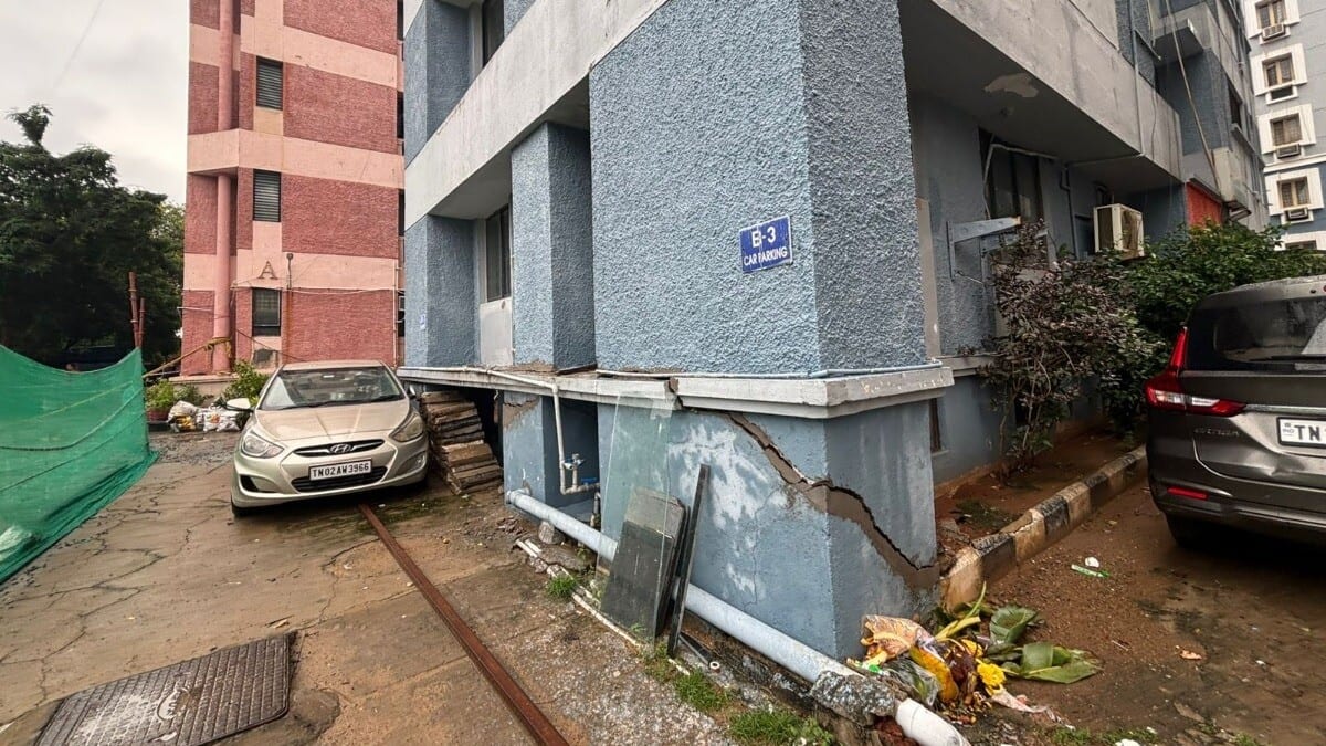 Chennai: Cracks in apartment building after rain causes panic