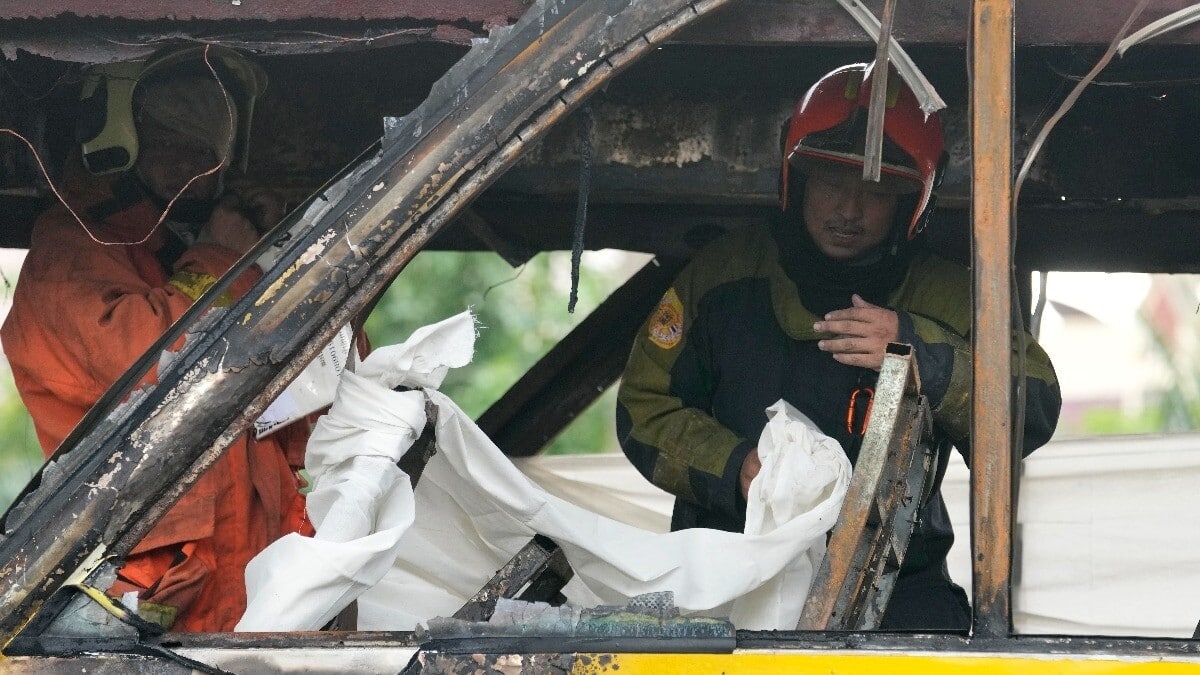 25 feared dead as school bus catches fire in Bangkok