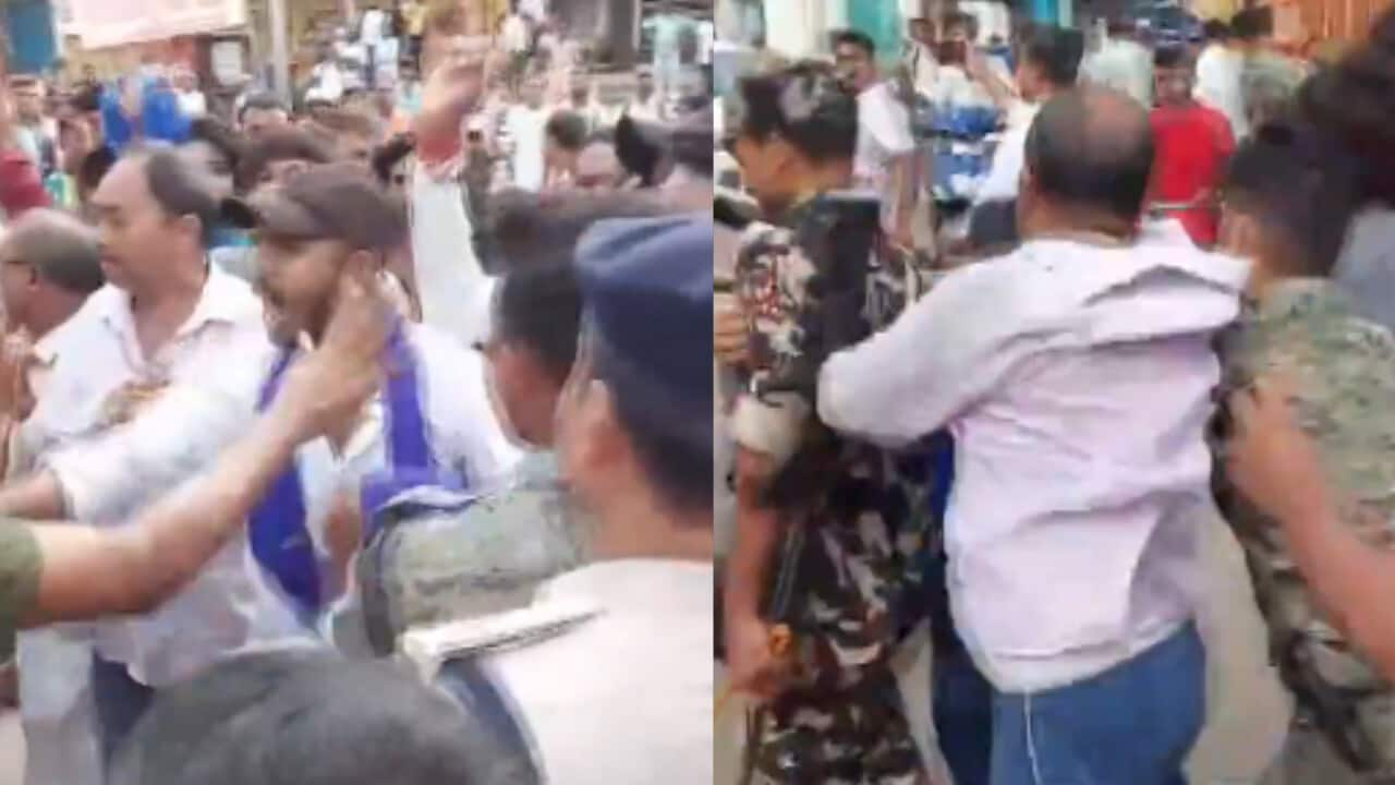 Watch: Scuffle erupts between police, Bharat Bandh protestors in Bihar