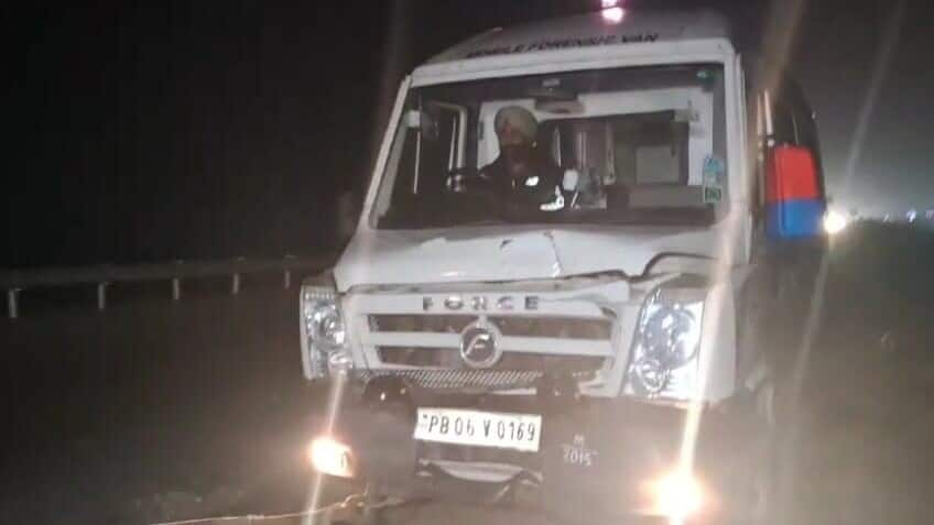 Ambulance carrying bodies of Khalistani terrorists involved in road accident