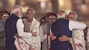 Modi touches feet of 97-year-old at Bengal oath ceremony