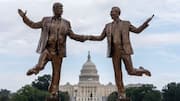Statue of Trump-Epstein holding hands appears on DC's National Mall