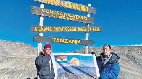 Aged Indian couple creates history by climbing Mount Kilimanjaro together Aged Indian couple creates history by climbing Mount Kilimanjaro together