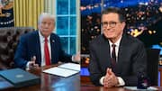 Trump shares AI video of him throwing Colbert into dumpster
