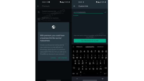 WhatsApp Premium offers custom business links