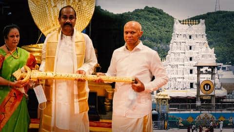 Hyderabad businessman donates Rs. 1cr gold sword to Tirupati temple Hyderabad businessman donates Rs. 1cr gold sword to Tirupati temple