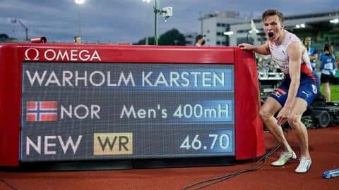 Athletics: Karsten Warholm breaks 29-year-old 400 metres hurdles world record Athletics: Karsten Warholm breaks 29-year-old 400 metres hurdles world record