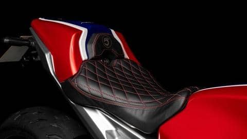 The bike sports a hand-stitched seat with a 5Four logo