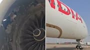 Video: Air India flight engine sucks in baggage container